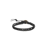 Tuleen Accesorios Women’s Handmade Leather Wrap Bracelet with Black Crystal Beads - Tuleen Accesorios