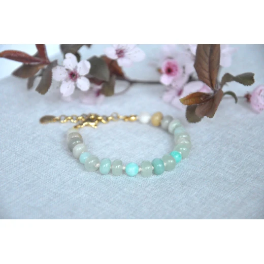 Women´s Handmade Knotted Beaded Bracelets with amazonite and Aventurine stone Beads - Tuleen Accesorios - Image 3