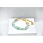 Women´s Handmade Knotted Beaded Bracelets with amazonite and Aventurine stone Beads - Tuleen Accesorios