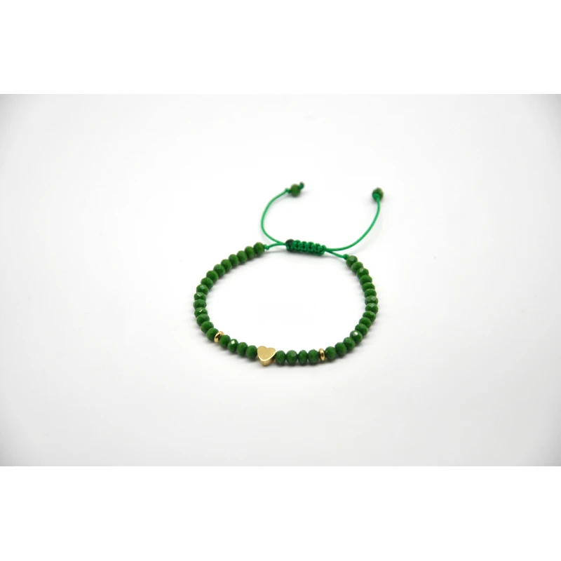 Handmade Crystal Bracelet with Golden Heart Charm - Tuleen Accesorios