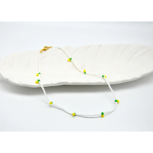 Lemon beaded choker, handmade beaded necklace, summer jewelry, cute girls gift - Tuleen Accesorios - Image 2