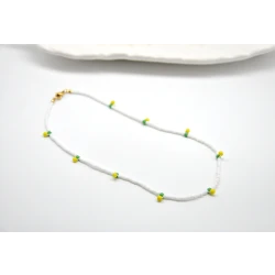 Lemon beaded choker, handmade beaded necklace, summer jewelry, cute girls gift