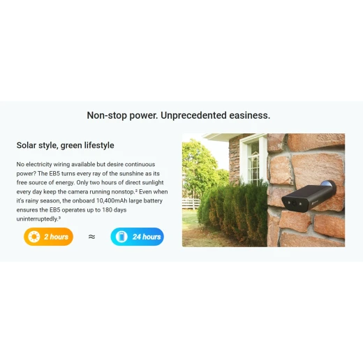 EZVIZ EB5 4K Solar Security Camera Outdoor Wireless 2-IN-1 Built-in Solar Panel, Color Night Vision, Human Detection, Vehicle Detection, Two Way Audio, Weatherproof, Alexa Compatible, Black - Ezviz - Image 8