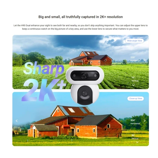 EZVIZ 2K+/2K+ Dual Lens Outdoor IP Wi-Fi Surveillance Camera with Color Night Vision and 2K Audio H90 2K - Ezviz - Image 6