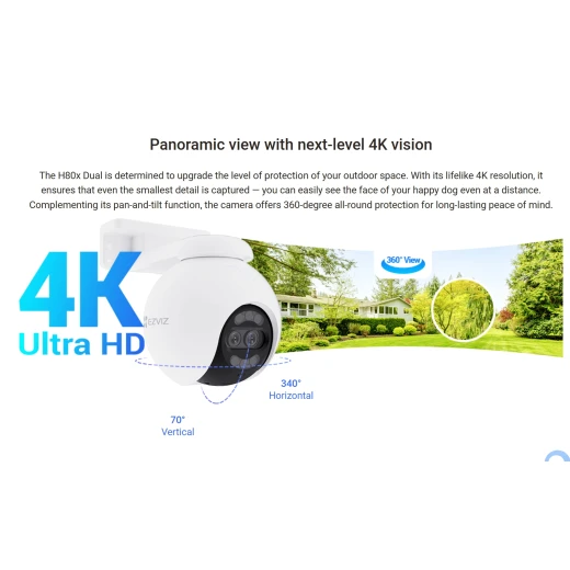 EZVIZ H80x 4K Outdoor Wifi Surveillance Camera Dual Lens Auto Tracking Night Vision ColorFULL Under Ultra Low Light Person Vehicle Detection AI Bidirectional Audio - Ezviz - Image 3