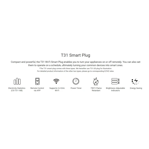 EZVIZ T31 Smart Plug – 16A Wi-Fi Remote Control Plug with Voice Assistant Support, Timer & Energy Monitoring - Ezviz - Image 5