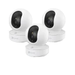 Set of 3 TY1 Pro 2 Mega Smart Home Cameras with Pan & Tilt, Color Night Vision, Human Motion Detection, Two-Way Audio, and Voice Control. - Ezviz