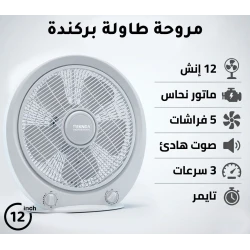 Compact Oval Table Fan with Copper Motor, 5 Aerodynamic Blades, Whisper-Quiet Operation, 3 Speed Settings, Built-in Timer, Elegant White Design for Home & Office