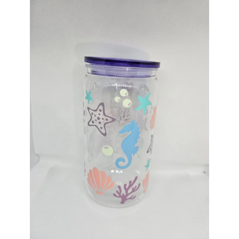 Timeless Gifts, plastic cup with a colorful marine-inspired design,550ml,1 piece. - Timeless gifts