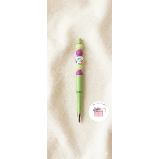 pink beaded pen decorated with bead detailing, featuring an elegant handmade design perfect for gifting and daily use - Timeless gifts - Image 2