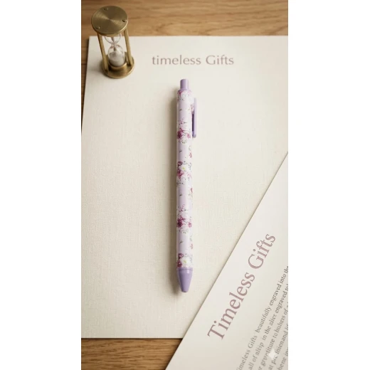 Ballpoint pen with a delicate rose design, featuring an elegant floral style Perfect for everyday writing, gifting, and adding a charming feminine touch to your stationery collection.