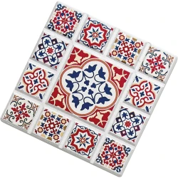 كوستر تصميم زهرة كازابلانكا باللون الأبيض بحجم 20 سم × 20 سم × 1 سم