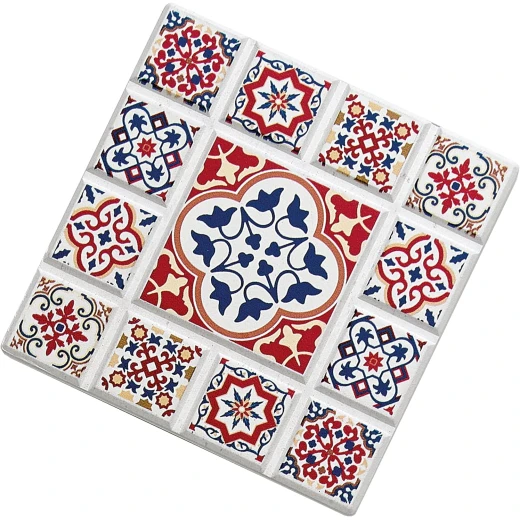 كوستر تصميم زهرة كازابلانكا باللون الأبيض بحجم 20 سم × 20 سم × 1 سم كوستر تصميم زهرة كازابلانكا باللون الأبيض بحجم 20 سم × 20 سم × 1 سم