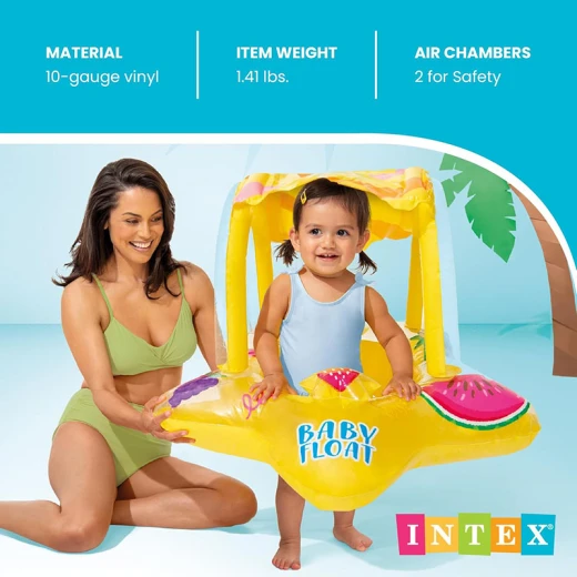 INTEX Starfish Inflatable Baby Float with Sunshade 81 × 79 cm – Toddler Swim Seat with Canopy – Ages 1–3 - Intex - Image 4