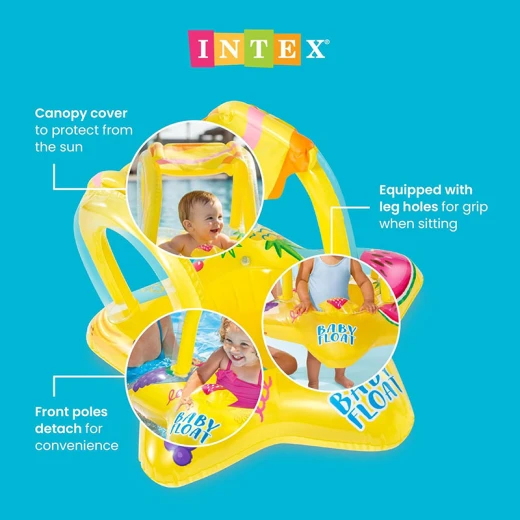 INTEX Starfish Inflatable Baby Float with Sunshade 81 × 79 cm – Toddler Swim Seat with Canopy – Ages 1–3 - Intex - Image 5