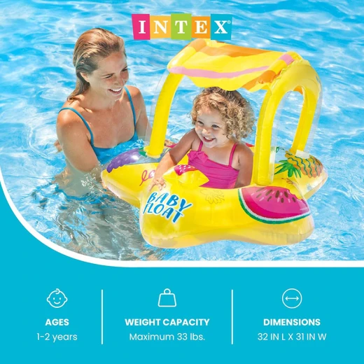 INTEX Starfish Inflatable Baby Float with Sunshade 81 × 79 cm – Toddler Swim Seat with Canopy – Ages 1–3 - Intex - Image 8