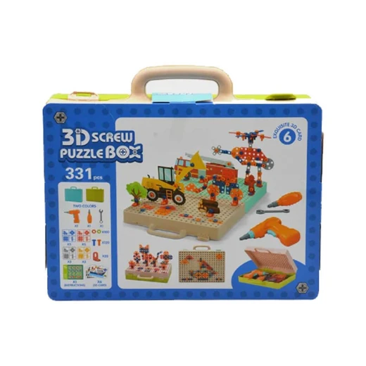 3D Screw Puzzle, Box 332-piece car assembly game using screwdrivers and bolts - Rs Toys - Image 2