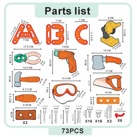 Deluxe Tool Set 73pcs 40 x 30 x 66 cm 3+ Years - Rs Toys - Image 5