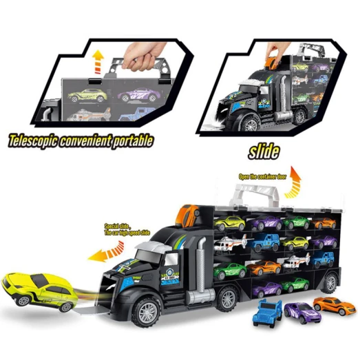 Model Car Children's Engineering Truck Tractor Garage Cars Container Truck  Car Goods Toys for Boy - Rs Toys - Image 2