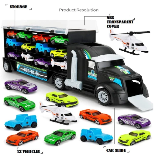 Model Car Children's Engineering Truck Tractor Garage Cars Container Truck  Car Goods Toys for Boy - Rs Toys - Image 4