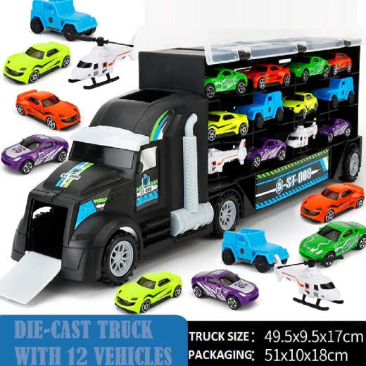 Model Car Children's Engineering Truck Tractor Garage Cars Container Truck  Car Goods Toys for Boy - Rs Toys - Image 6
