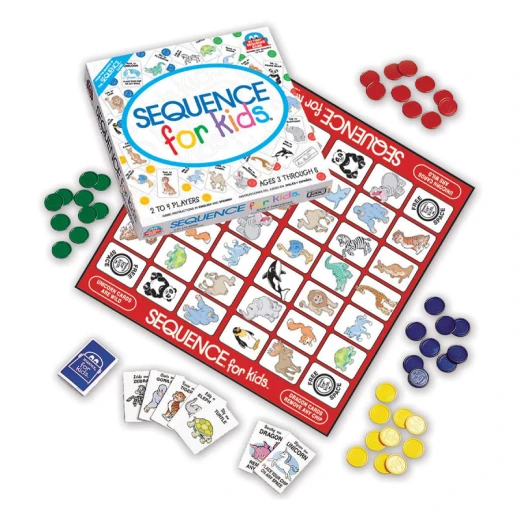 Sequence Game For Kids 42 Playing Cards 1 Folding Game Board 2-4 players - Rs Toys - Image 3