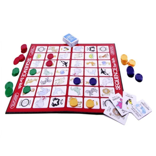 Sequence Game For Kids 42 Playing Cards 1 Folding Game Board 2-4 players - Rs Toys - Image 4