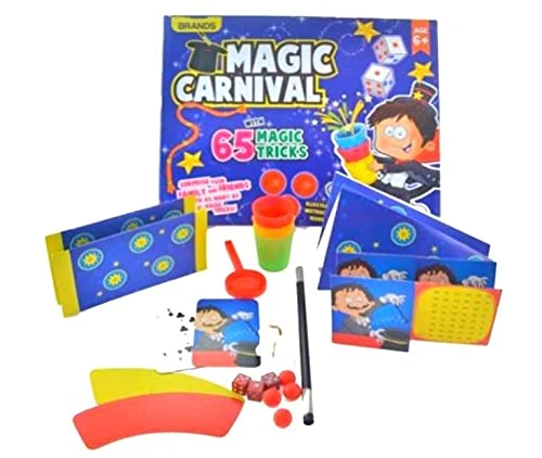 Magic Carnival with 65 Magic Tricks Fun Beginner’s Magic Kit for Kids Ages 6+, Includes Cups, Balls, Dice, Magic Cards, and Instruction Book Magic Carnival with 65 Magic Tricks Fun Beginner’s Magic Kit for Kids Ages 6+, Includes Cups, Balls, Dice, Magic Cards, and Instruction Book