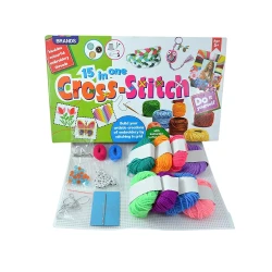 15 in1 Cross Stitch Kit for Kids Learn Basic Stitching Techniques with Colorful Patterns, Boost Creativity, Educational & Fun Crafting Set for Children