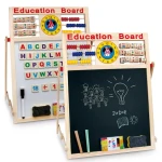 Multi-Purpose Double-Sided Magnetic Wood Board & Chalkboard 44 x 36.5 cm with Alphabets, Numbers, and Symbols Educational Toy for Kids, Includes Beads, Chalk, Pen, and 26 Magnetic Letters - Rs Toys