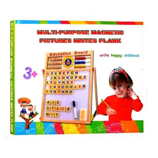 Multi-Purpose Double-Sided Magnetic Wood Board & Chalkboard 44 x 36.5 cm with Alphabets, Numbers, and Symbols Educational Toy for Kids, Includes Beads, Chalk, Pen, and 26 Magnetic Letters - Rs Toys - Image 7