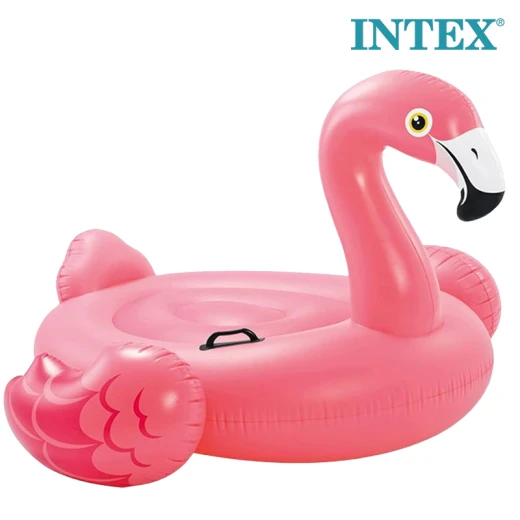Intex Inflatable Flamingo Ride-On Pool Float Durable, Pink, with Two-Way Chambers, Handle, and Repair Patch 40kg Weight Capacity For Kids 8+ & Adults, Perfect for Pool Play & Parties
