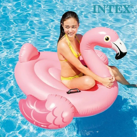 Intex Inflatable Flamingo Ride-On Pool Float Durable, Pink, with Two-Way Chambers, Handle, and Repair Patch 40kg Weight Capacity For Kids 8+ & Adults, Perfect for Pool Play & Parties - Intex - Image 2