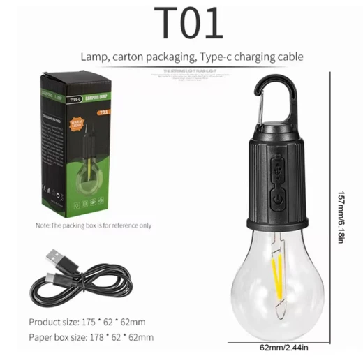 Hanging Camping Lamp Unbreakable Waterproof with Rechargeable Battery (T01) - Rs Toys - Image 3