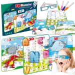 3D Sketchpad 3 in 1 With 3D Glasses & 4 Colored Pens (YM832) 3 different designs For kids 3+ Years - Rs Toys