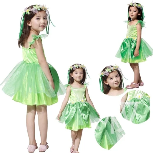 Dressy Daisy Green Fancy Fairy Costume with Flower Wreath Headband For Toddler and Little Girls – Ideal for Halloween, Birthdays & Parties -(Ages 2–4) - Rs Toys - Image 5
