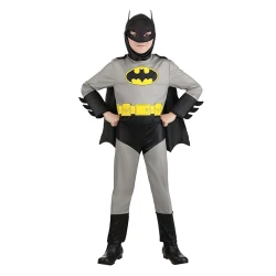 Kid's Classic Batman Costume - Superhero Jumpsuit with Cape & Mask