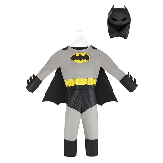 Kid's Classic Batman Costume - Superhero Jumpsuit with Cape & Mask - Rs Toys - Image 4