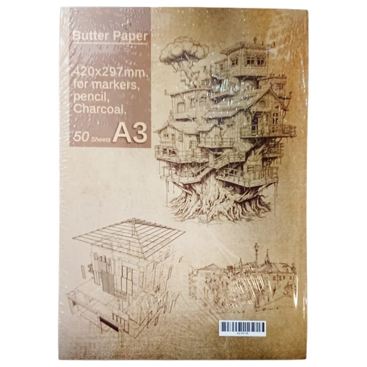 Butter Paper Drawing Pad For markers , pencil , charcoal A3 Size 50 Sheets (Aa-99136) Butter Paper Drawing Pad For markers , pencil , charcoal A3 Size 50 Sheets (Aa-99136)