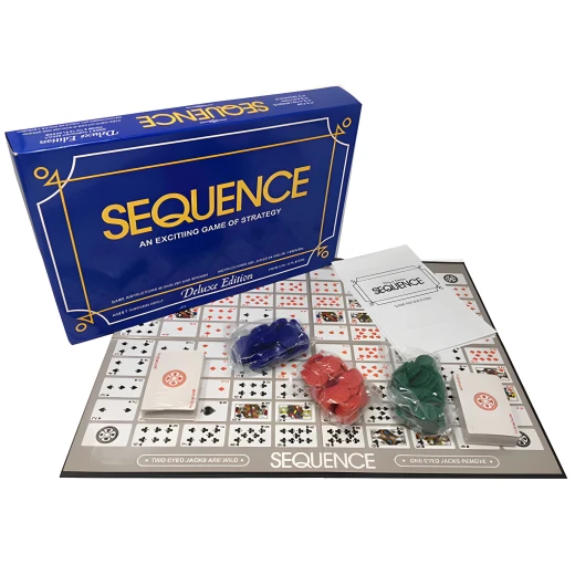 SEQUENCE Deluxe Edition – Fun Strategy Board Game for Families – With Cushioned Mat, Cards & Chips – Ages 7+, 2–12 Players