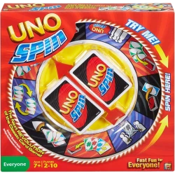 UNO Spin Family Card Game with Spinning Wheel for 2 to 10 Players, Fast-Paced Fun for Kids and Adults Ages 7+