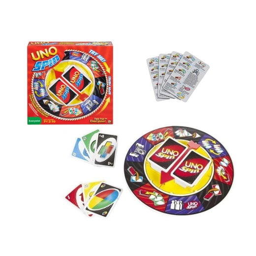 UNO Spin Family Card Game with Spinning Wheel for 2 to 10 Players, Fast-Paced Fun for Kids and Adults Ages 7+ - Rs Toys - Image 6