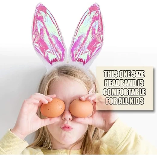 Plush Fluffy Metallic Bunny Ears Headbands (B1-RS) Plush Fluffy Metallic Bunny Ears Headbands (B1-RS)