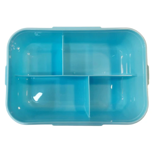 Fab N Funky Portable Lunch Box with Fork & Spoon Space Theme Print , BPA Free , Leak Resistant , Freezer Safe , 3 compartment, 1 Spoon,1 Fork, 2 Dip Container 850ML (Q31-14-RS) – Baby Blue - Rs Toys - Image 6