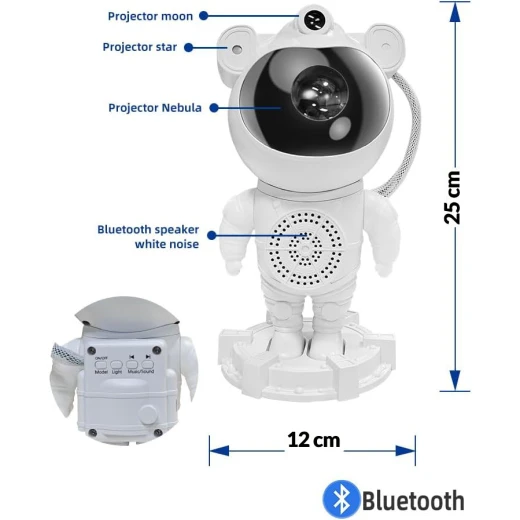 Astronaut Galaxy Projector – Star and Moon Projector with Bluetooth Speaker, Ambient Sound, Galaxy Lights for Bedroom with Timer and Remote, Nebula Night Light 360° Adjustable, Starry Space Ceiling Lamp. - Rs Toys - Image 3