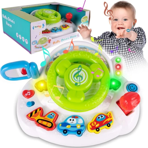 Interactive Musical Steering Wheel Toy with Lights & Sounds for Toddlers - 8 Months & Up - Rs Toys - Image 9