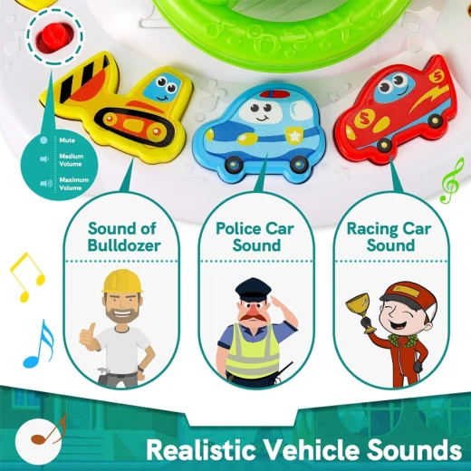 Interactive Musical Steering Wheel Toy with Lights & Sounds for Toddlers - 8 Months & Up - Rs Toys - Image 6