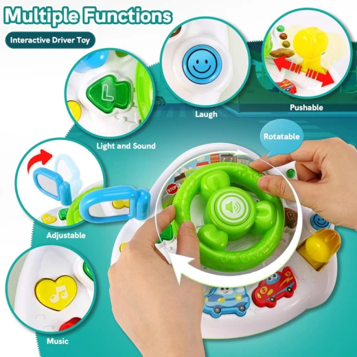 Interactive Musical Steering Wheel Toy with Lights & Sounds for Toddlers - 8 Months & Up - Rs Toys - Image 7