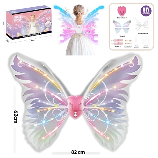 Electric Butterfly Fairy Angel Wings with Colorful LED Lighting & Music, Flapping Motion – Battery Operated for Girls 3+ - Rs Toys - Image 9