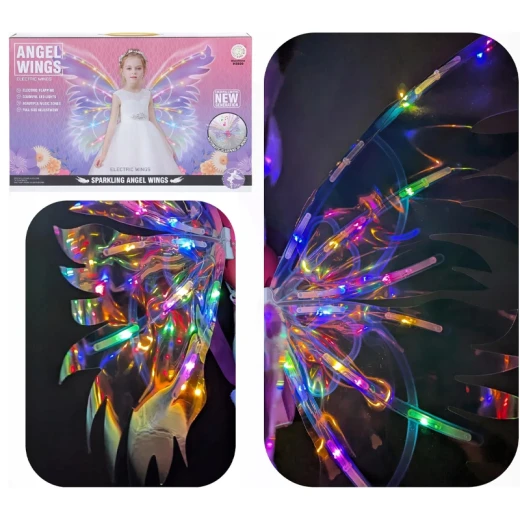 Electric Butterfly Fairy Angel Wings with Colorful LED Lighting & Music, Flapping Motion – Battery Operated for Girls 3+ - Rs Toys - Image 7